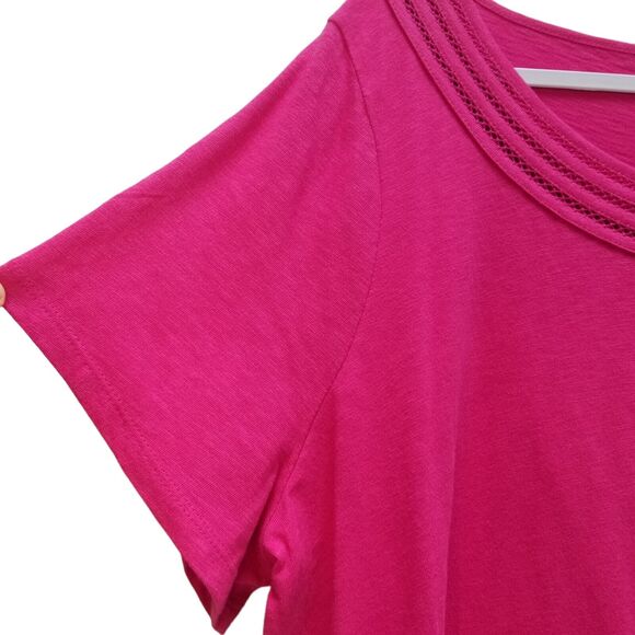 Talbots Lace Scoop Neck Short Slv Top Pink Womens Plus 3Xp Cotton Modal T shirt - Picture 4 of 9